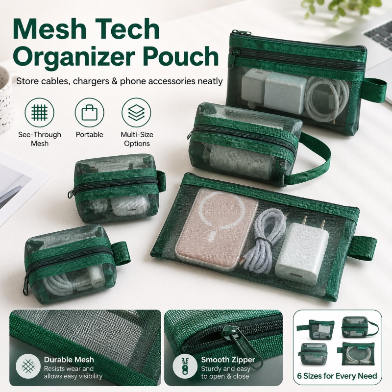 Tech Woven Accessories - Conjunto de 6 Bolsas Organizadoras em